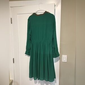 Dress.  Green with orange and gold flowers. Eshakti.  Size 14